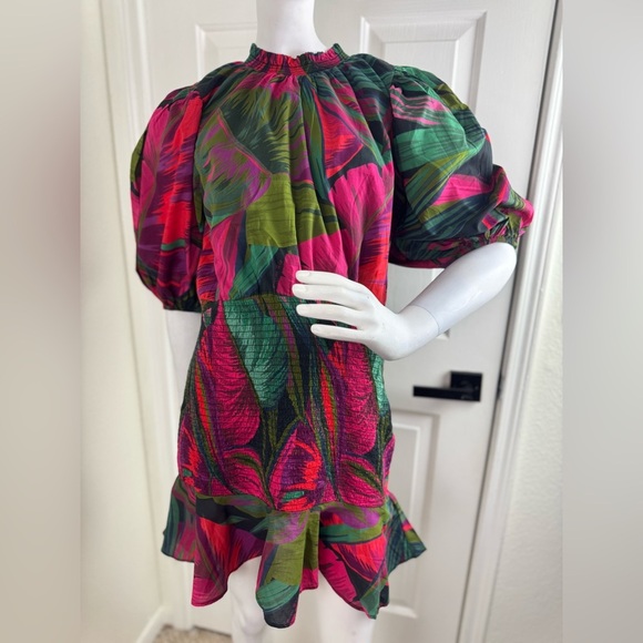 FARM RIO Midnight Leaves Mini Dress Size Small. - Picture 3 of 14